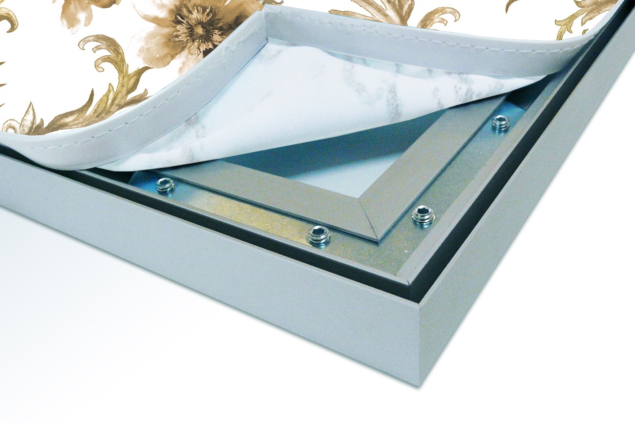 Close up textieldoek in frame los