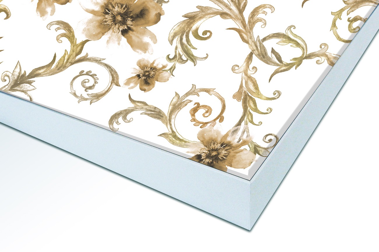 Close up textieldoek in frame gemonteerd wit