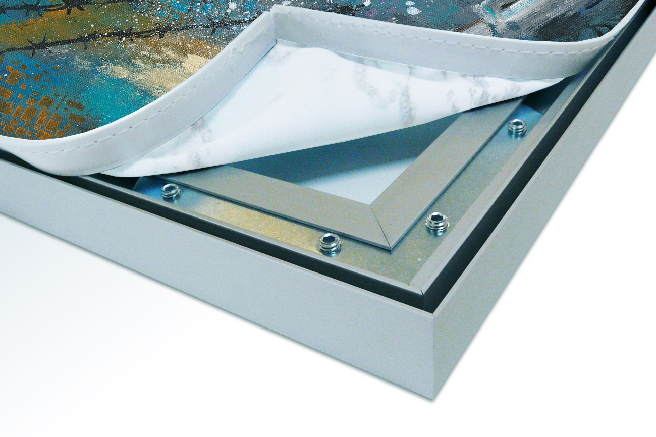 Close up textieldoek in frame los