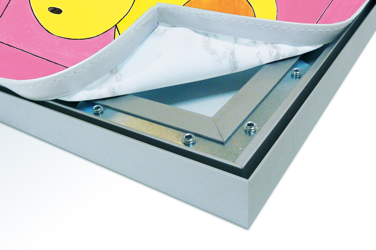 Close up textieldoek in frame los