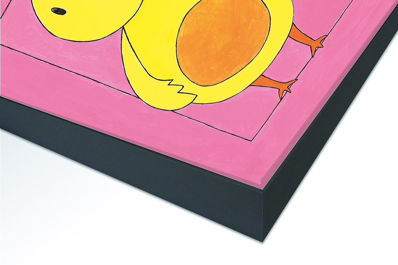 Close up textieldoek in frame gemonteerd zwart