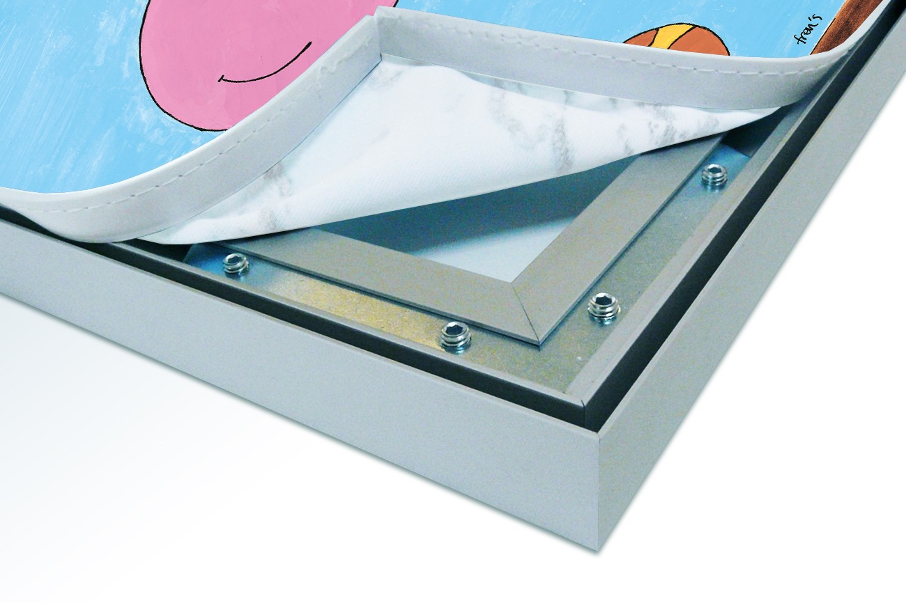 Close up textieldoek in frame los