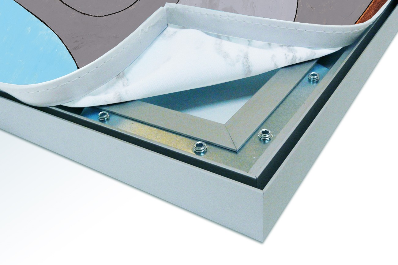 Close up textieldoek in frame los