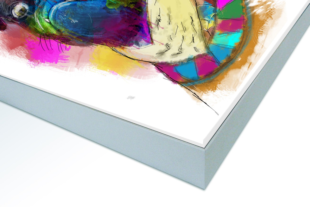 Close up textieldoek in frame gemonteerd