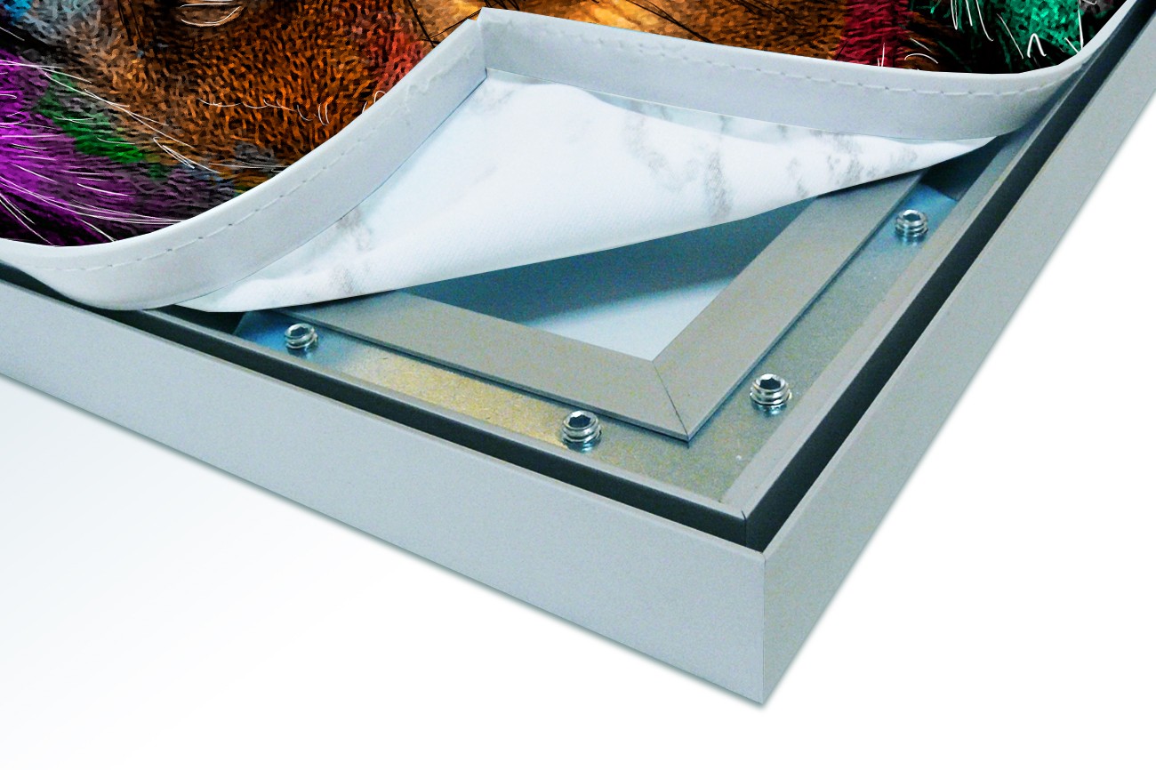 Close up textieldoek in frame los