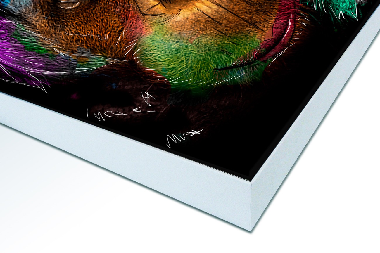 Close up textieldoek in frame gemonteerd wit