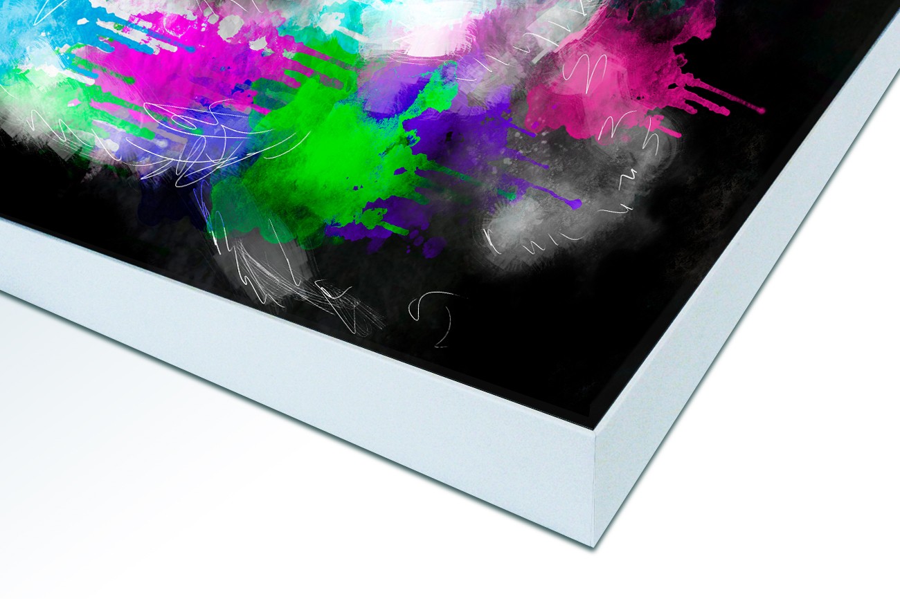 Close up textieldoek in frame gemonteerd wit