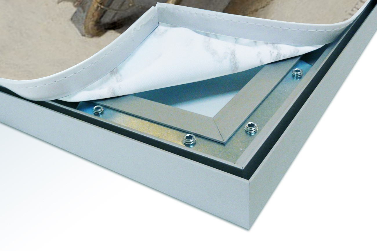 Close up textieldoek in frame los