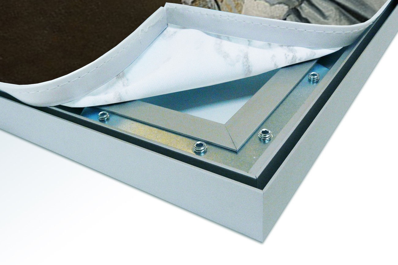 Close up textieldoek in frame los