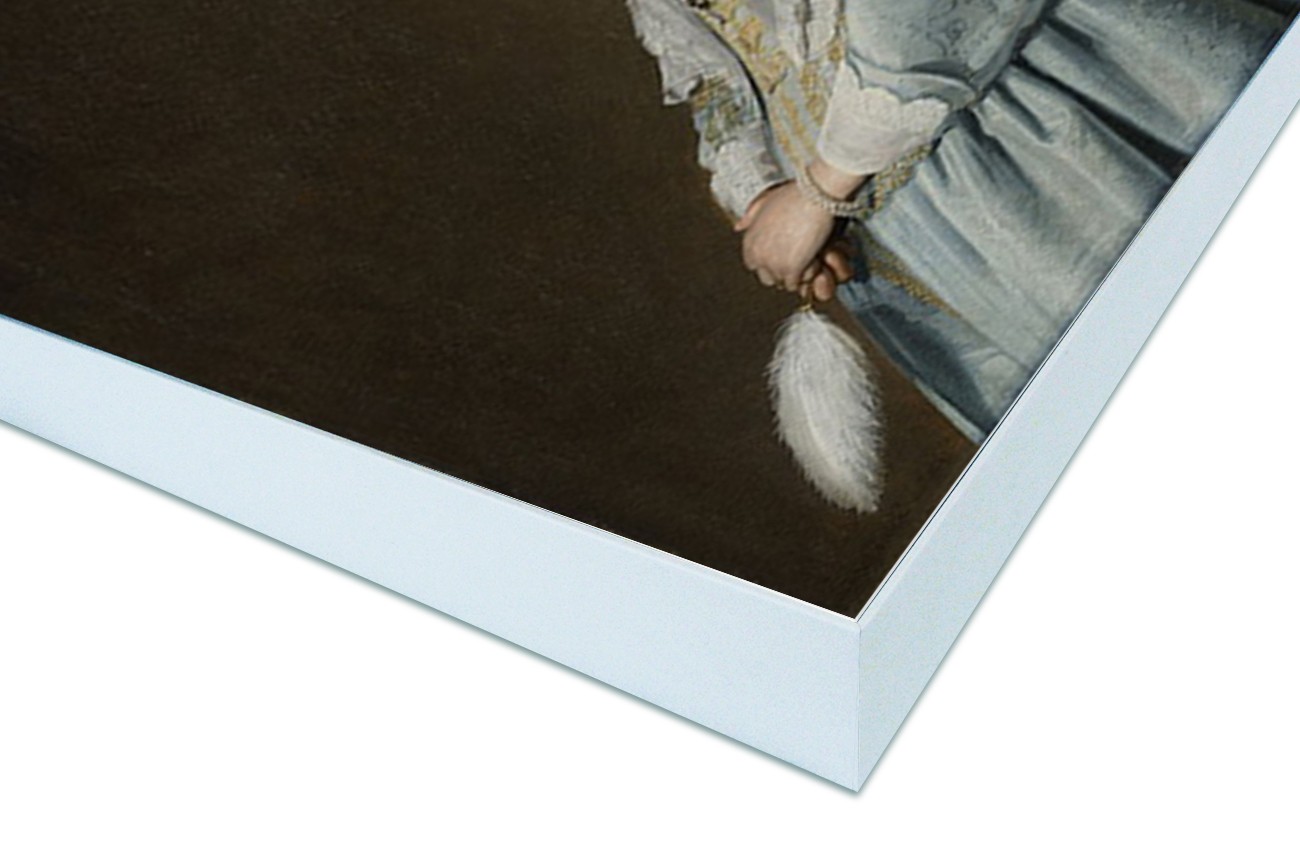 Close up textieldoek in frame gemonteerd wit