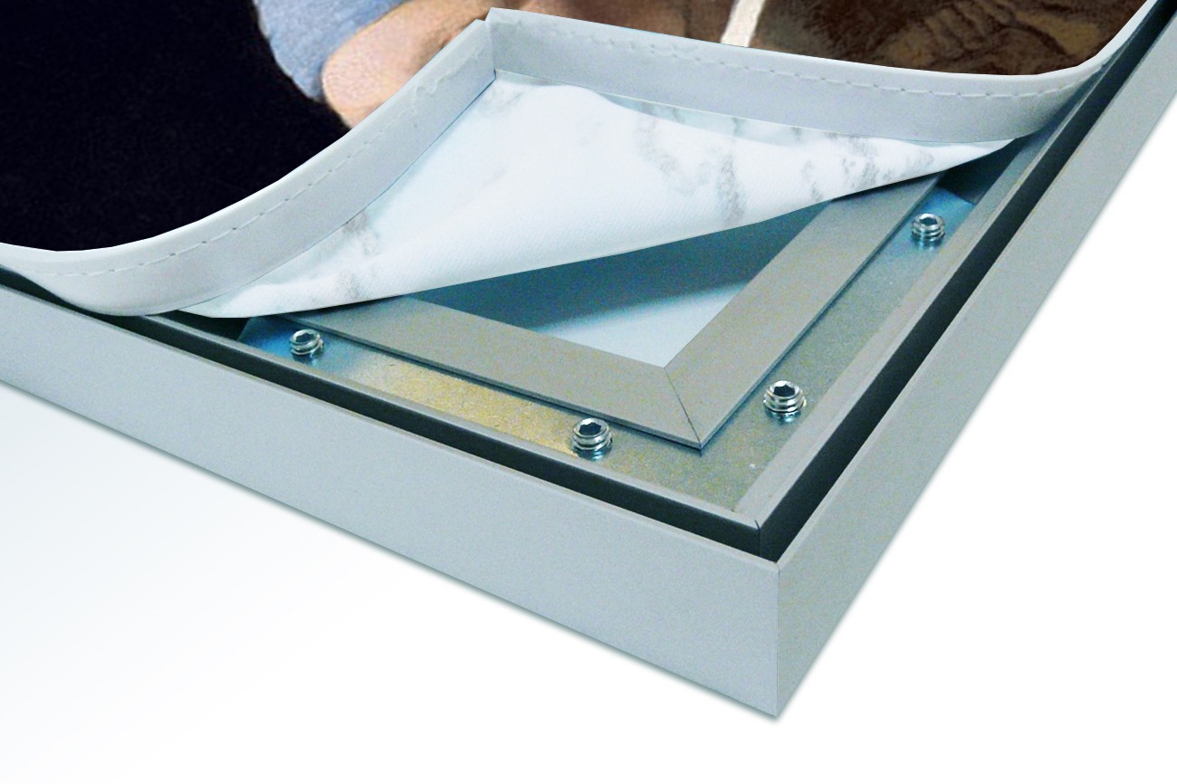 Close up textieldoek in frame los