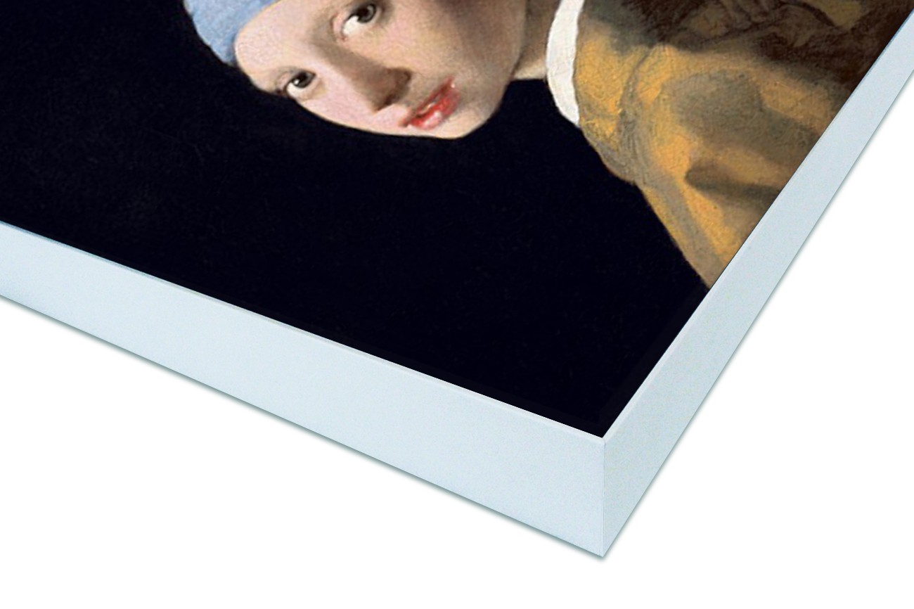 Close up textieldoek in frame gemonteerd wit