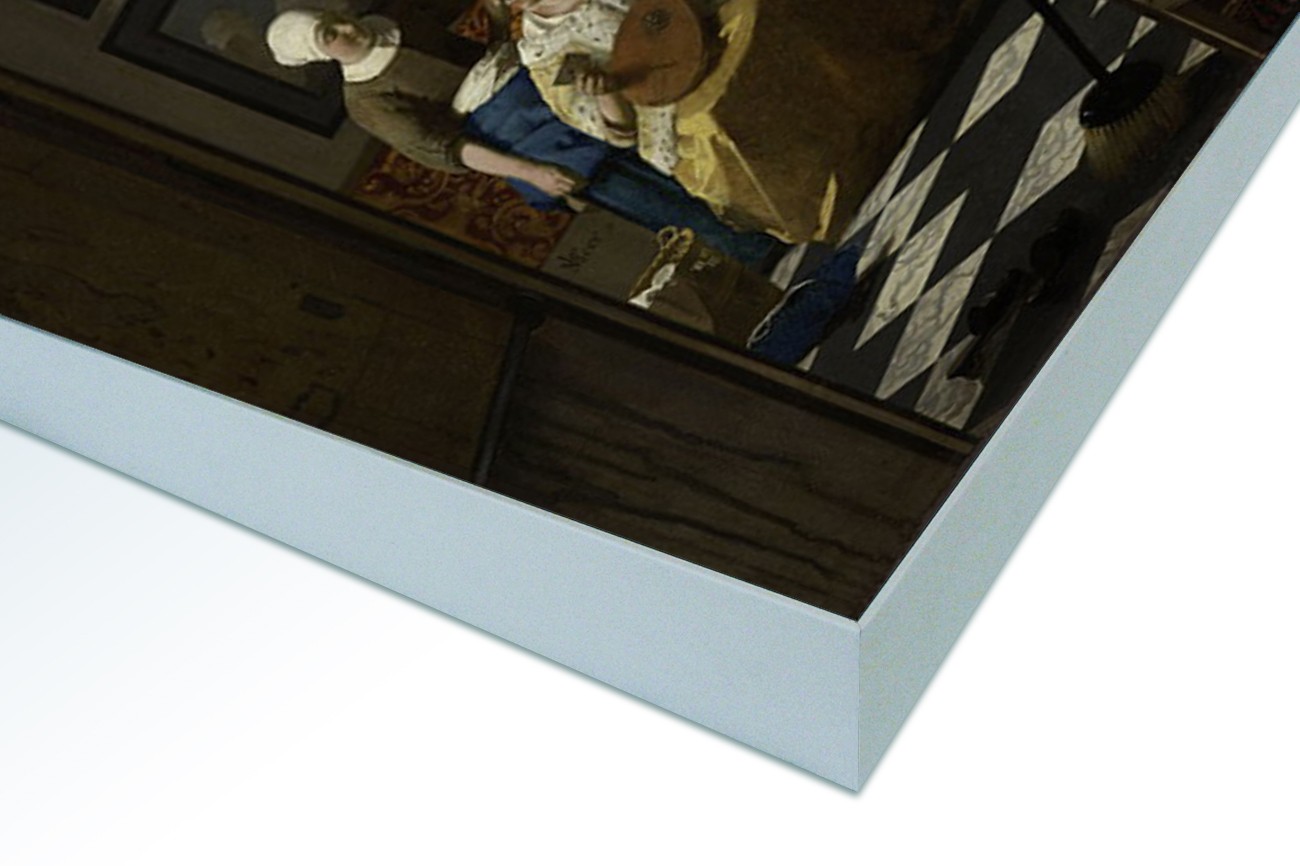 Close up textieldoek in frame gemonteerd