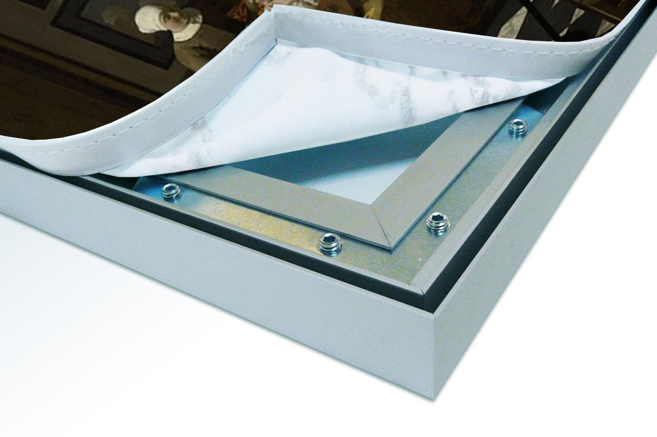 Close up textieldoek in frame los