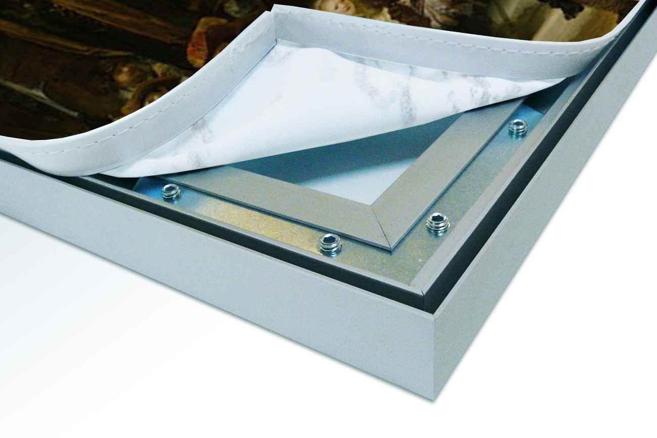 Close up textieldoek in frame los