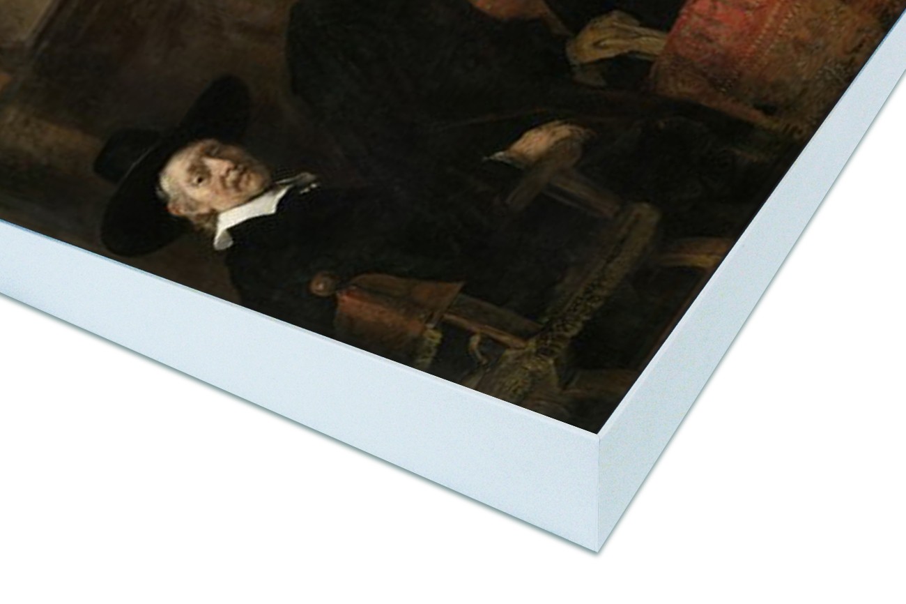 Close up textieldoek in frame gemonteerd wit