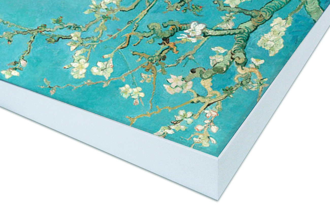 Close up textieldoek in frame gemonteerd wit