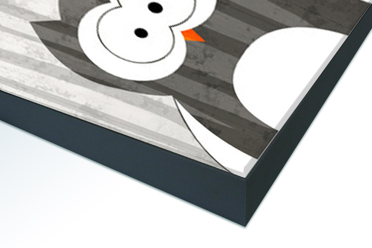 Close up textieldoek in frame gemonteerd zwart