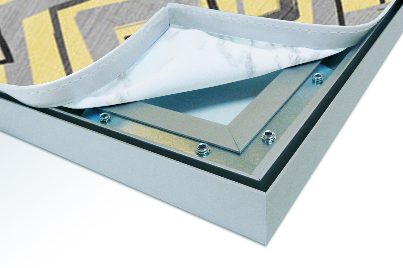 Close up textieldoek in frame los