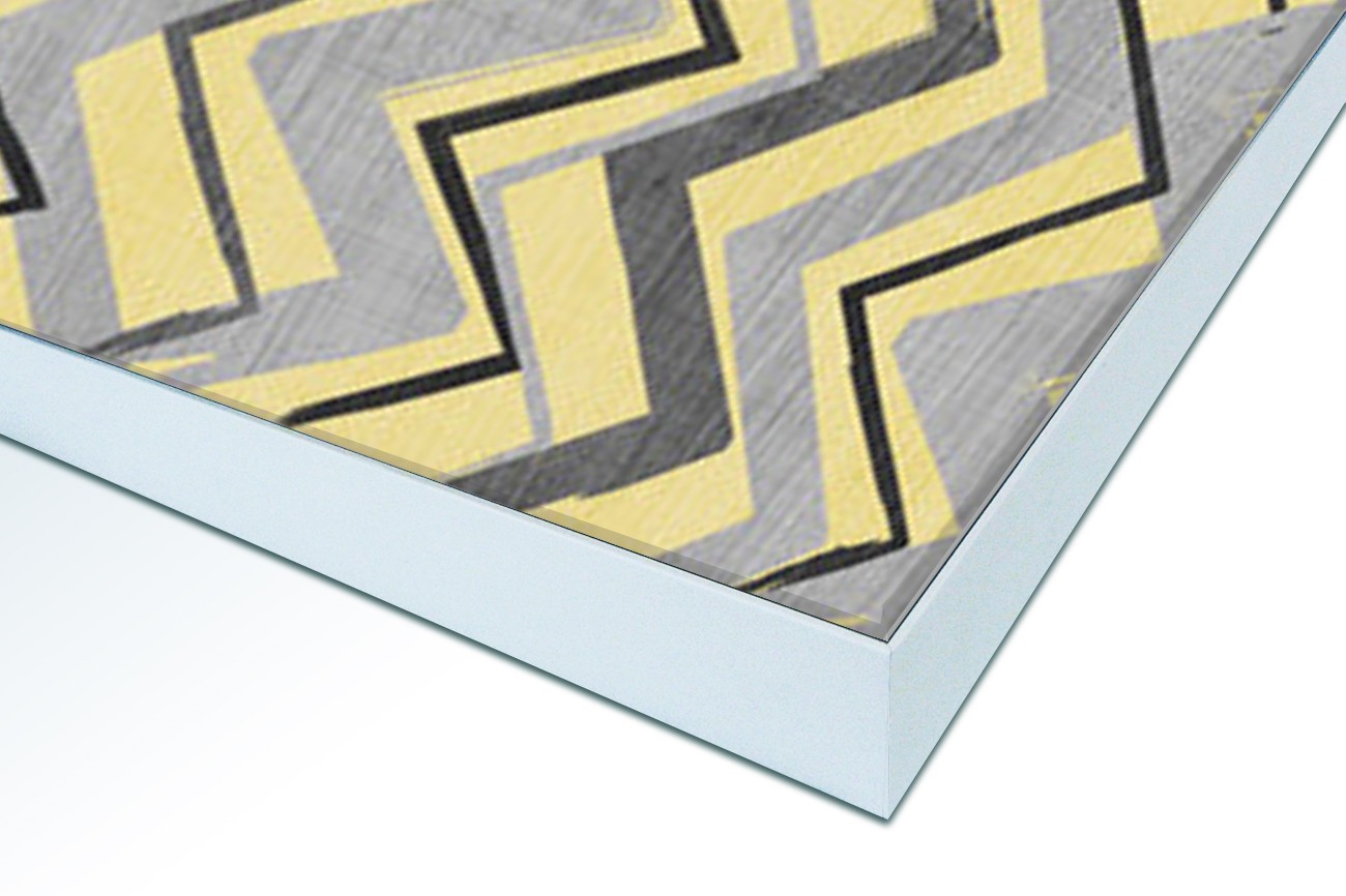 Close up textieldoek in frame gemonteerd wit