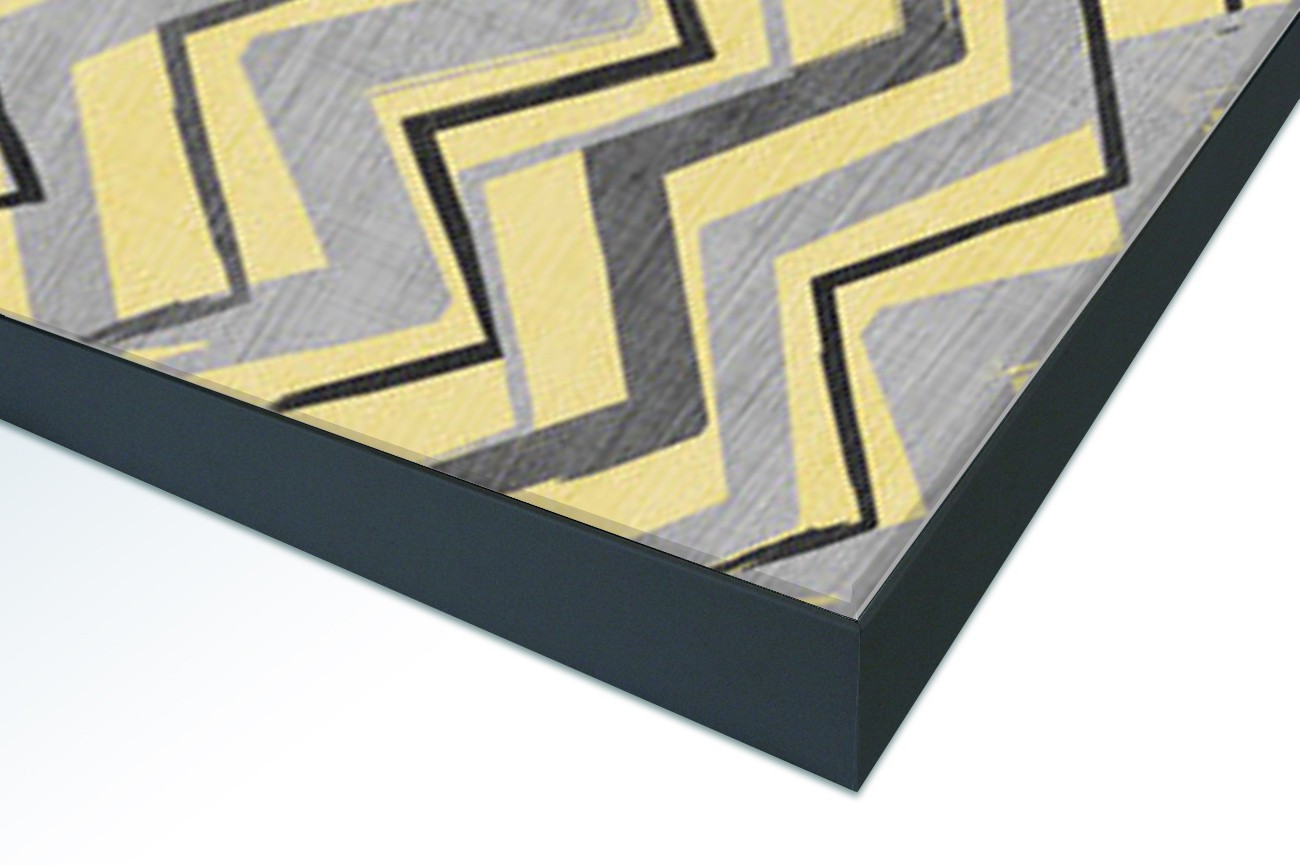 Close up textieldoek in frame gemonteerd zwart