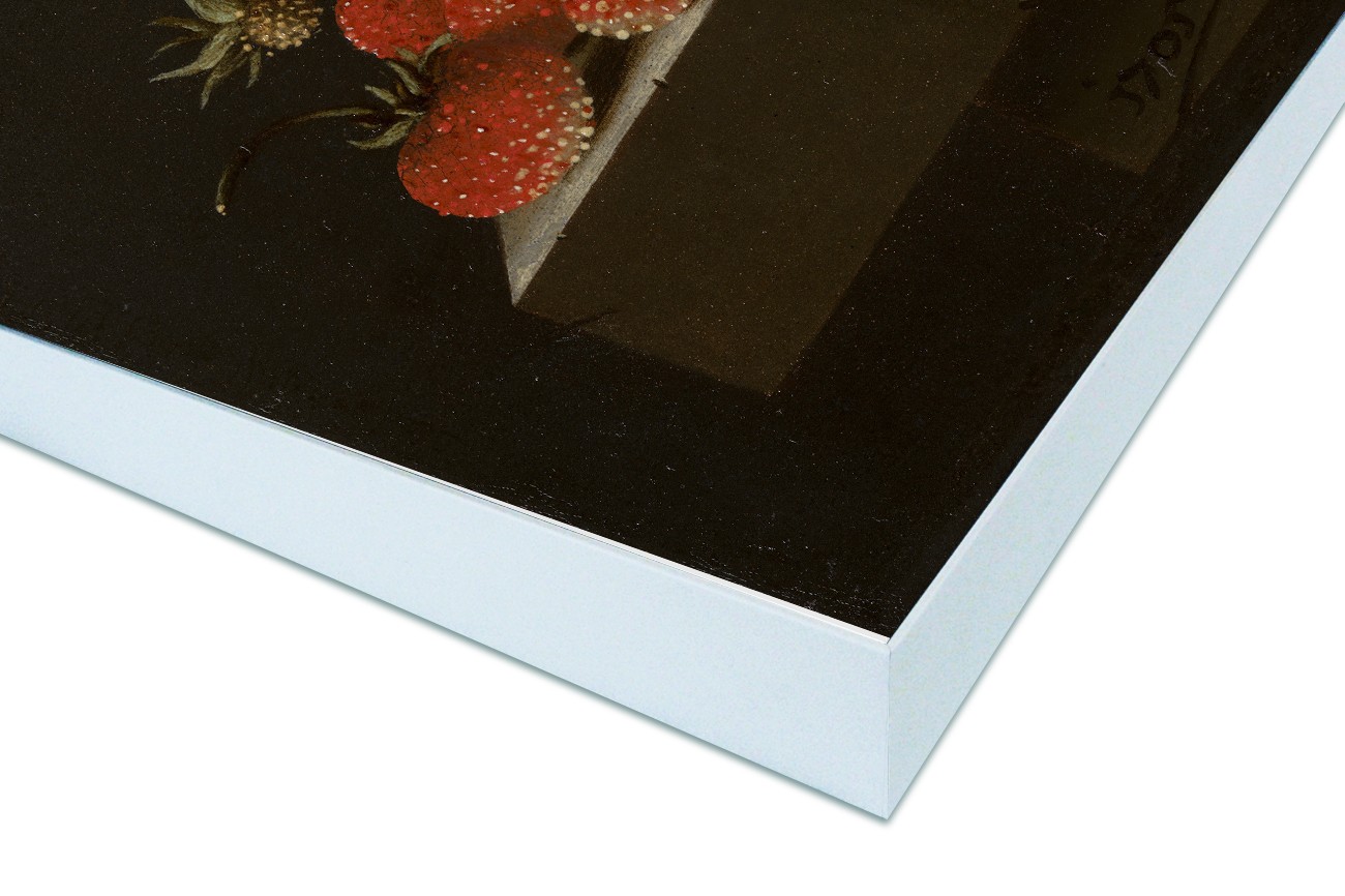 Close up textieldoek in frame gemonteerd wit