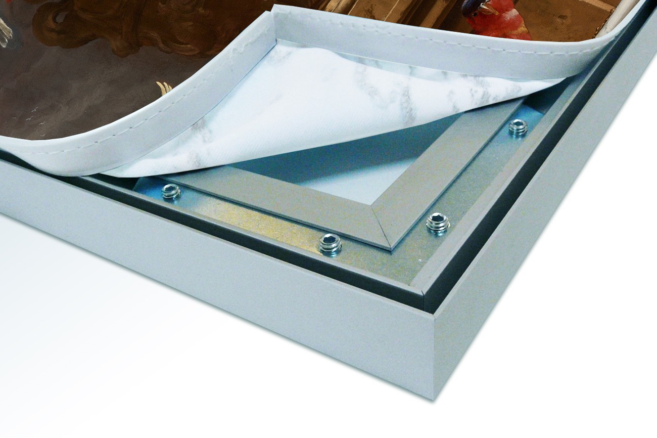 Close up textieldoek in frame los