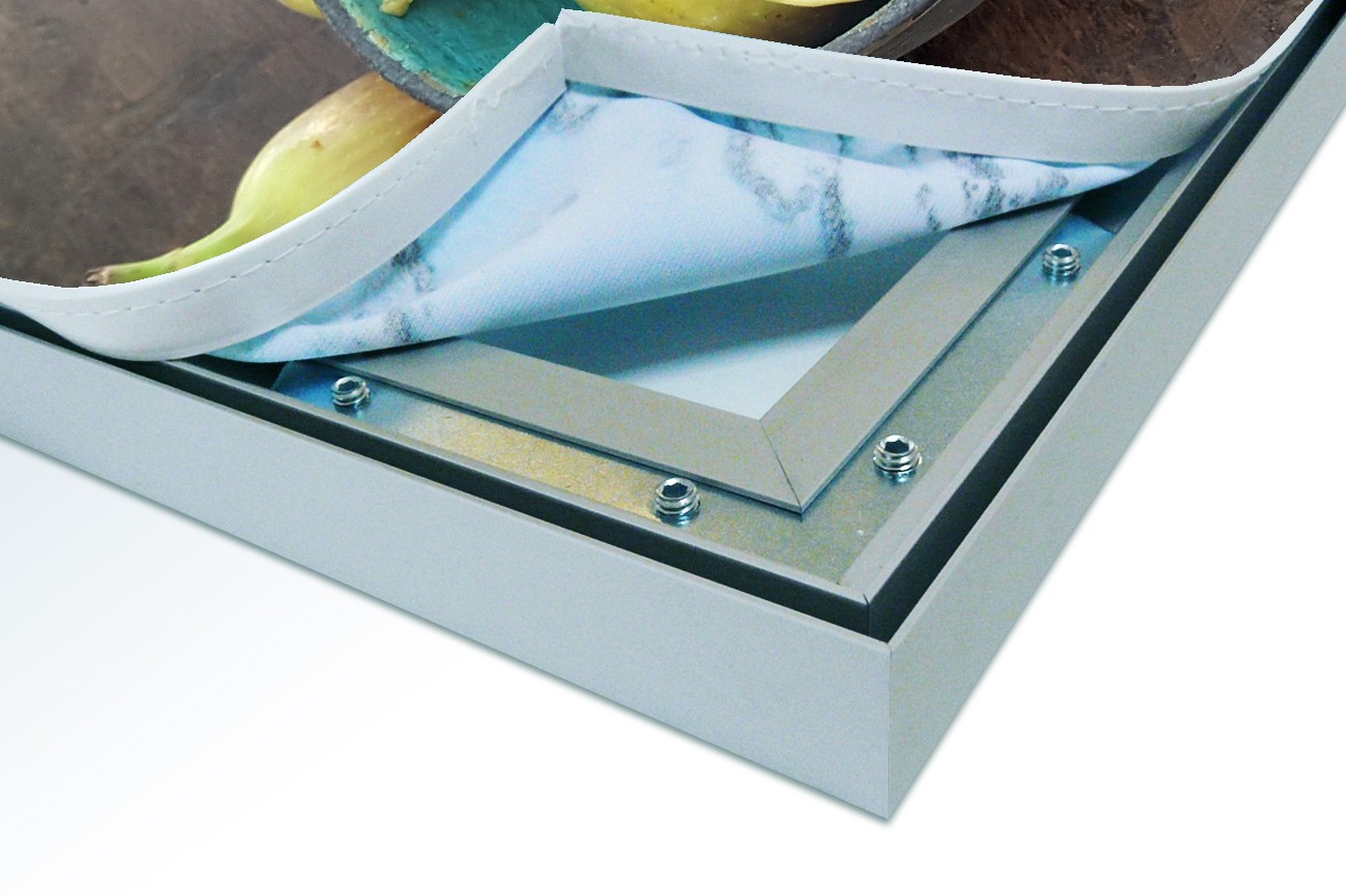 Close up textieldoek in frame los