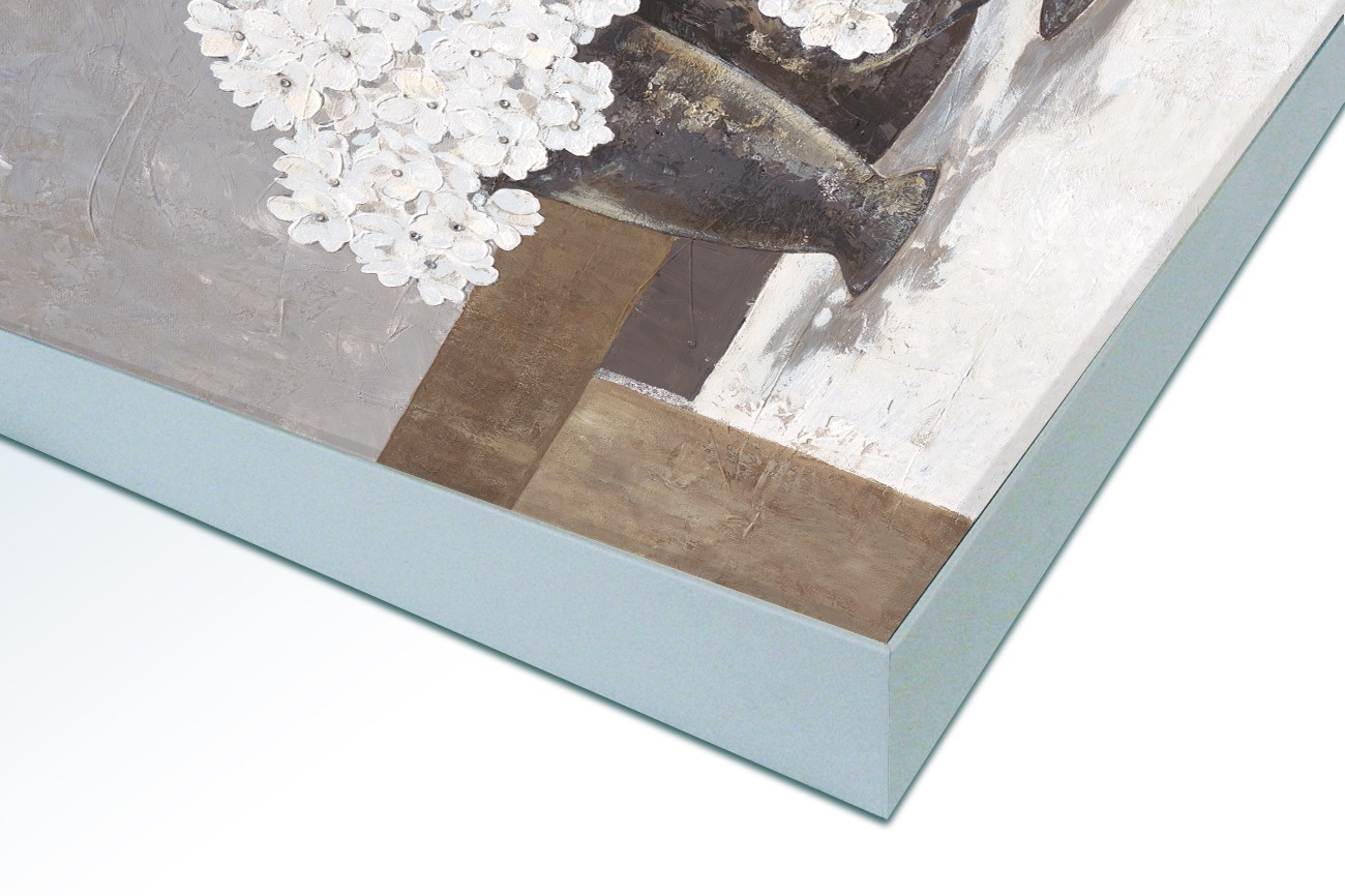 Close up textieldoek in frame gemonteerd