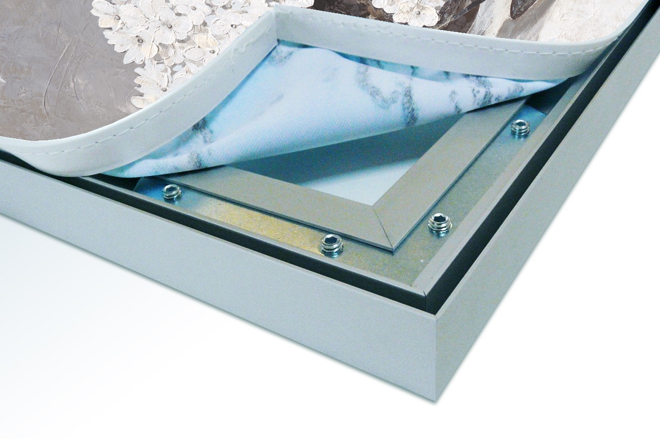 Close up textieldoek in frame los