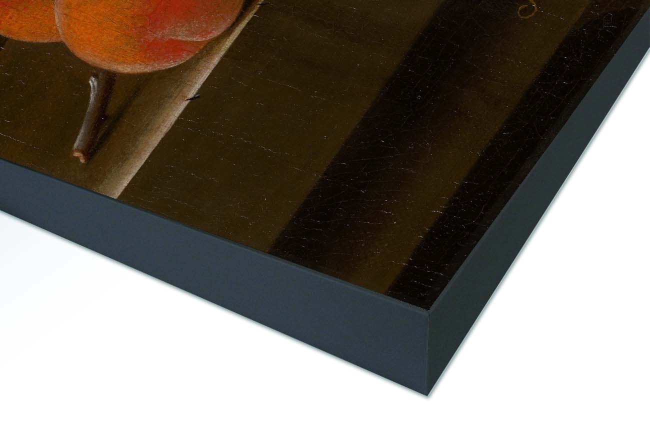 Close up textieldoek gemonteerd in frame zwart