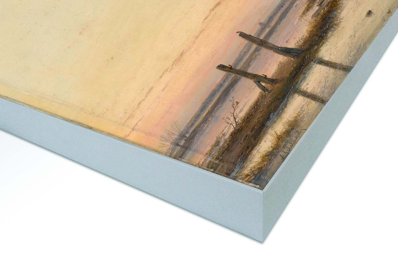 Close up textieldoek gemonteerd in frame zilver