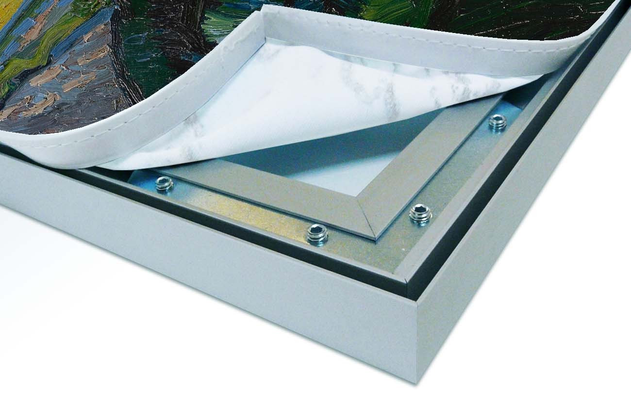 Close up textieldoek los in frame zilver