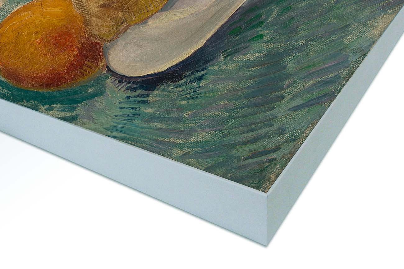 Close up textieldoek gemonteerd in frame zilver