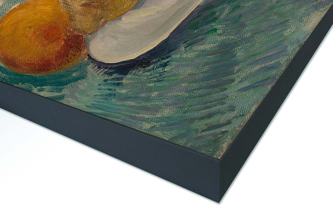 Close up textieldoek gemonteerd in frame zwart