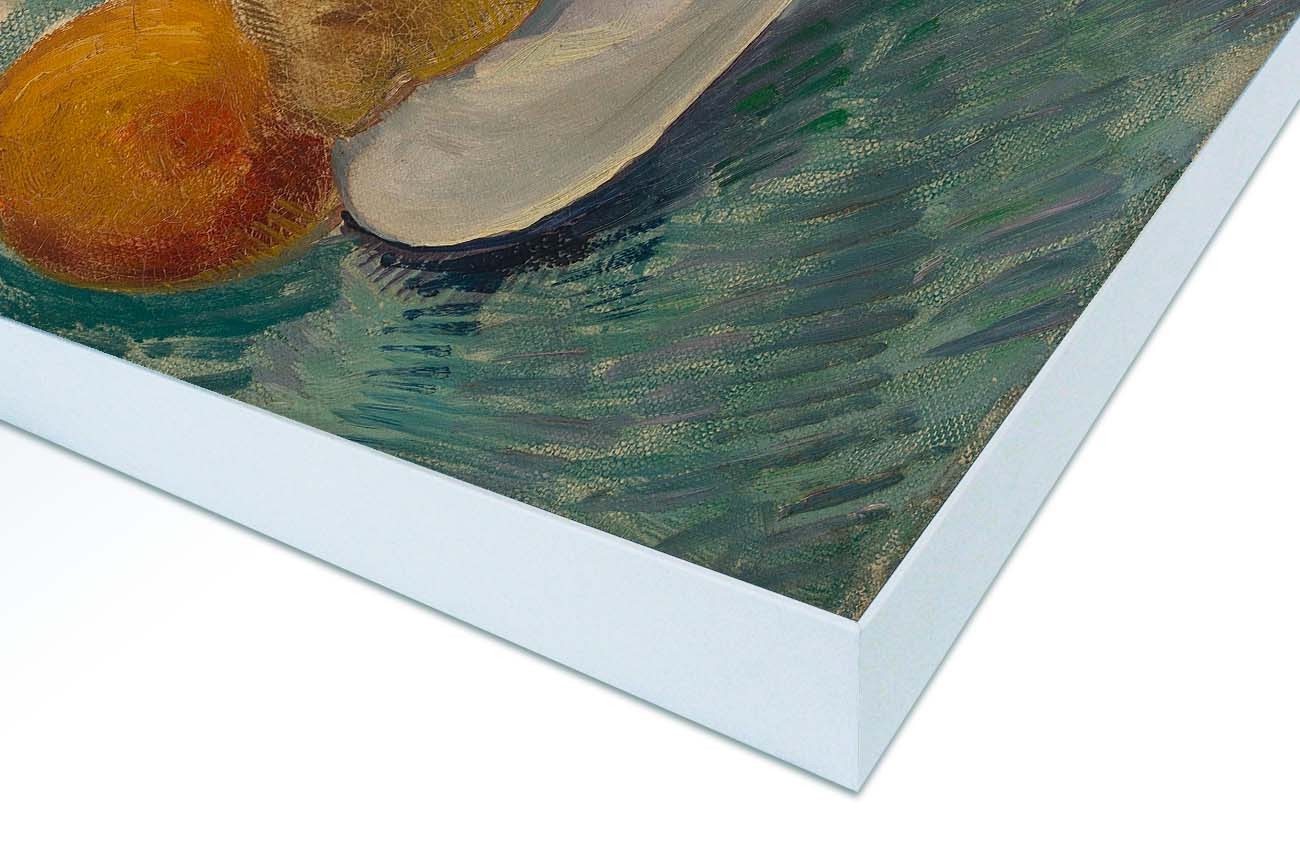 Close up textieldoek in frame gemonteerd wit