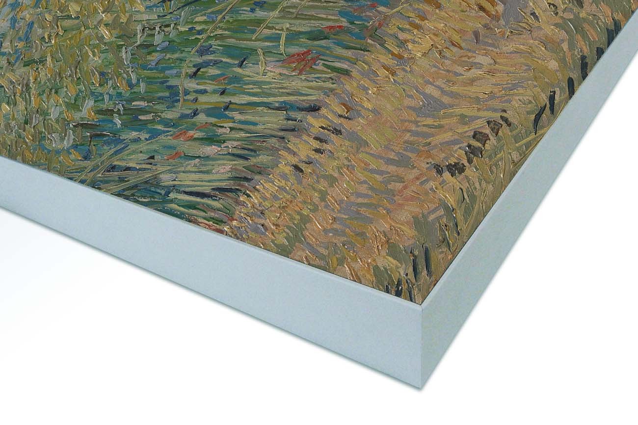 Close up textieldoek gemonteerd in frame zilver