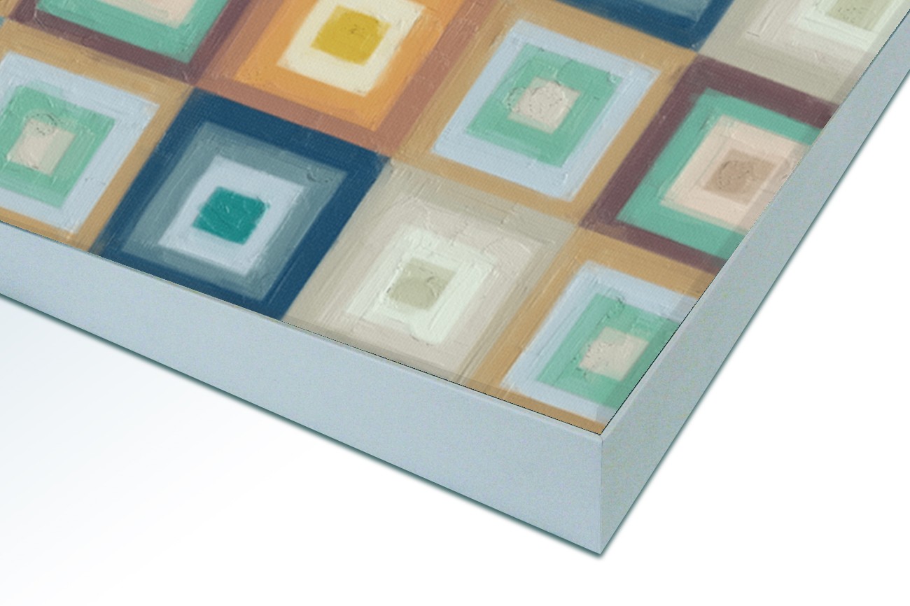 Close up textieldoek in frame gemonteerd