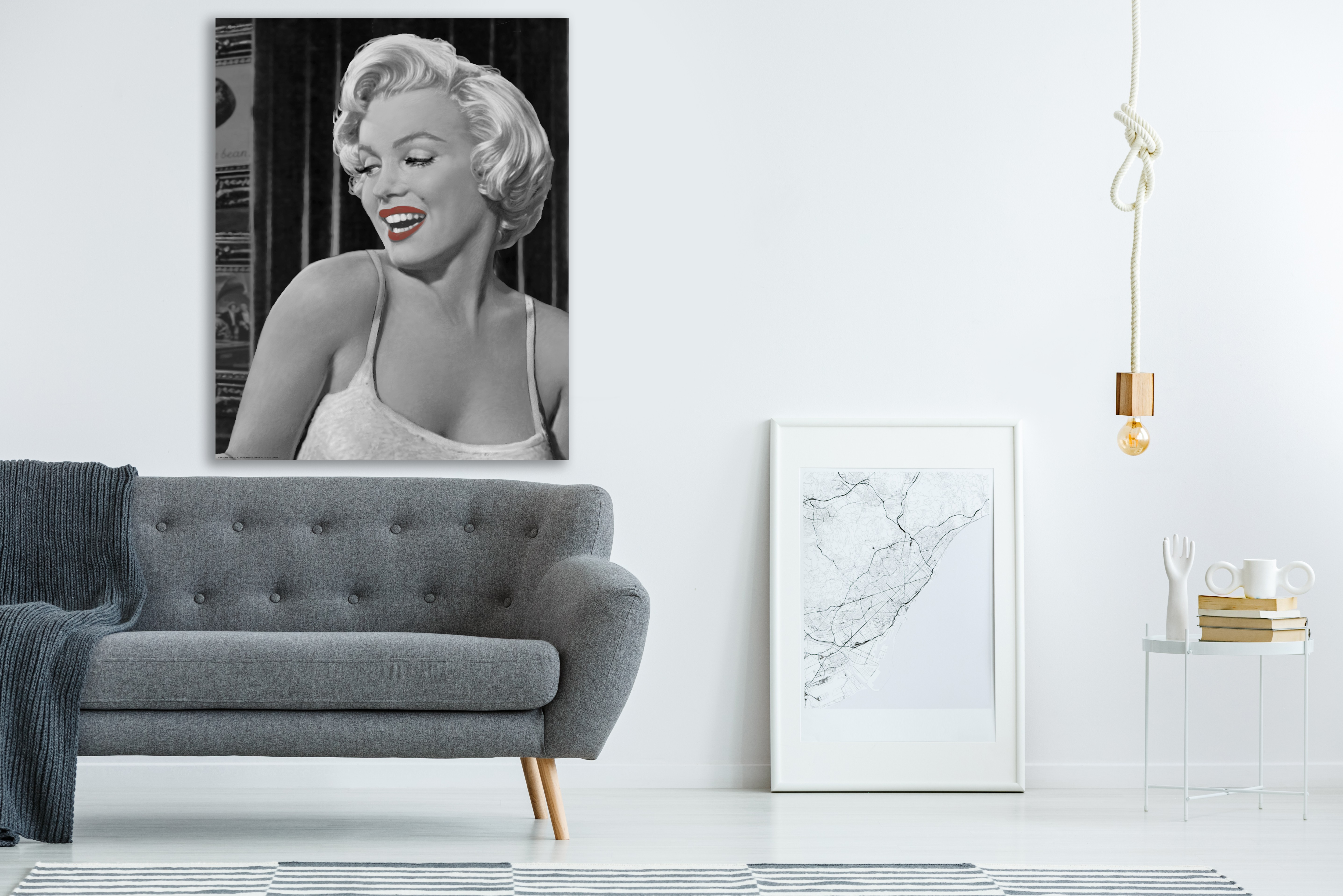 Iconisch beeld van een lachende Marylin Monroe.