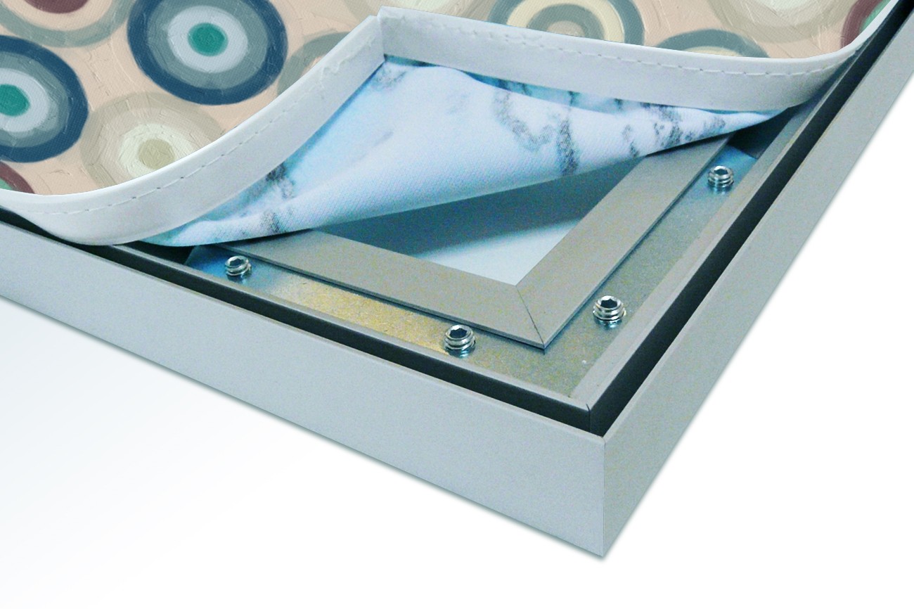 Close up textieldoek in frame los