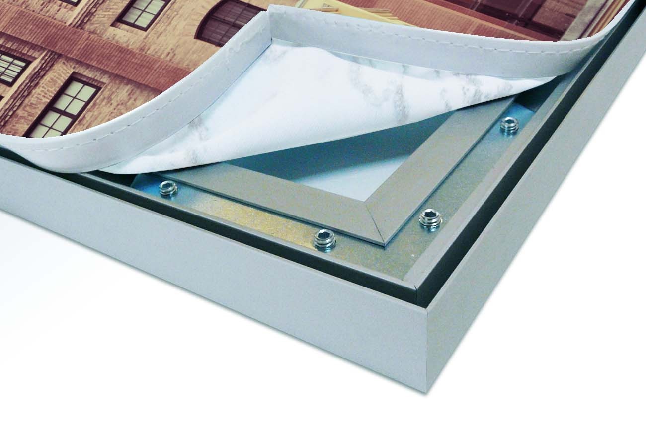 Close up textieldoek los in frame zilver