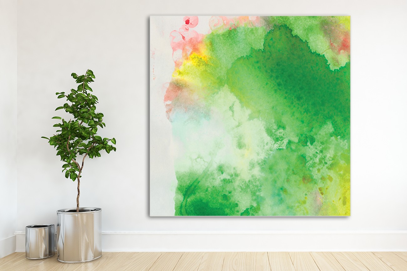 Mooi overlopend schilderij met velle kleuren van Onrei met als titel Watercolor I op textieldoek.