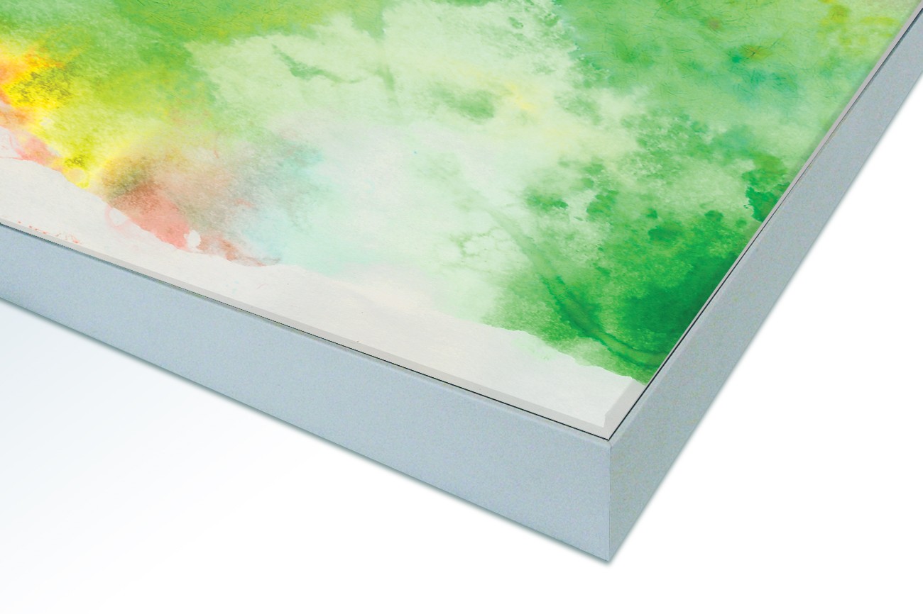 Close up textieldoek in frame gemonteerd