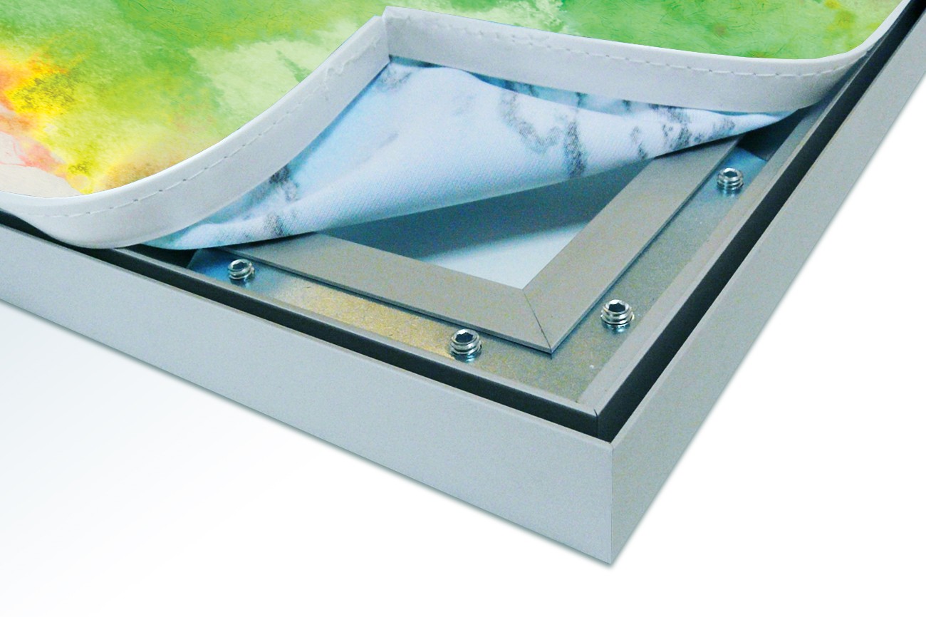 Close up textieldoek in frame los