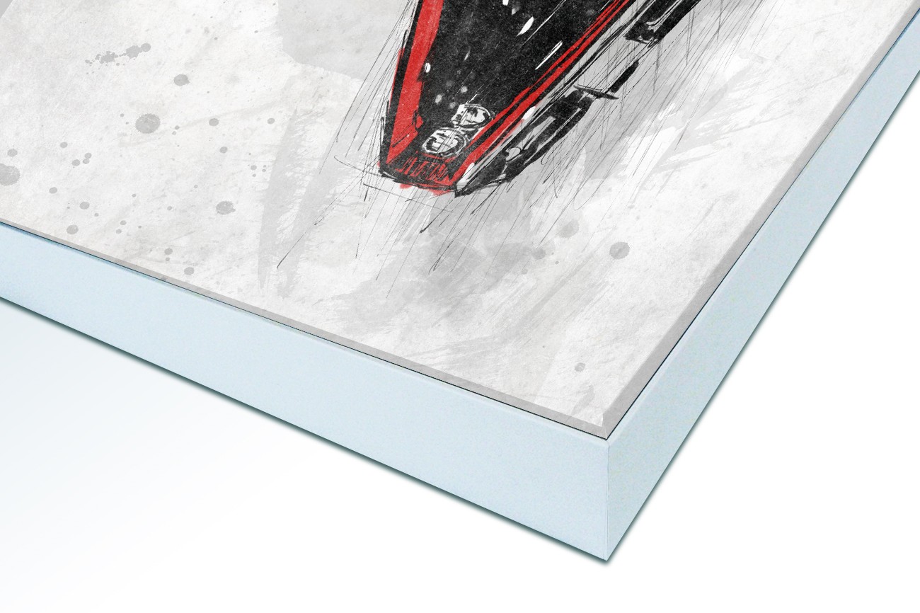 Close up textieldoek in frame gemonteerd wit