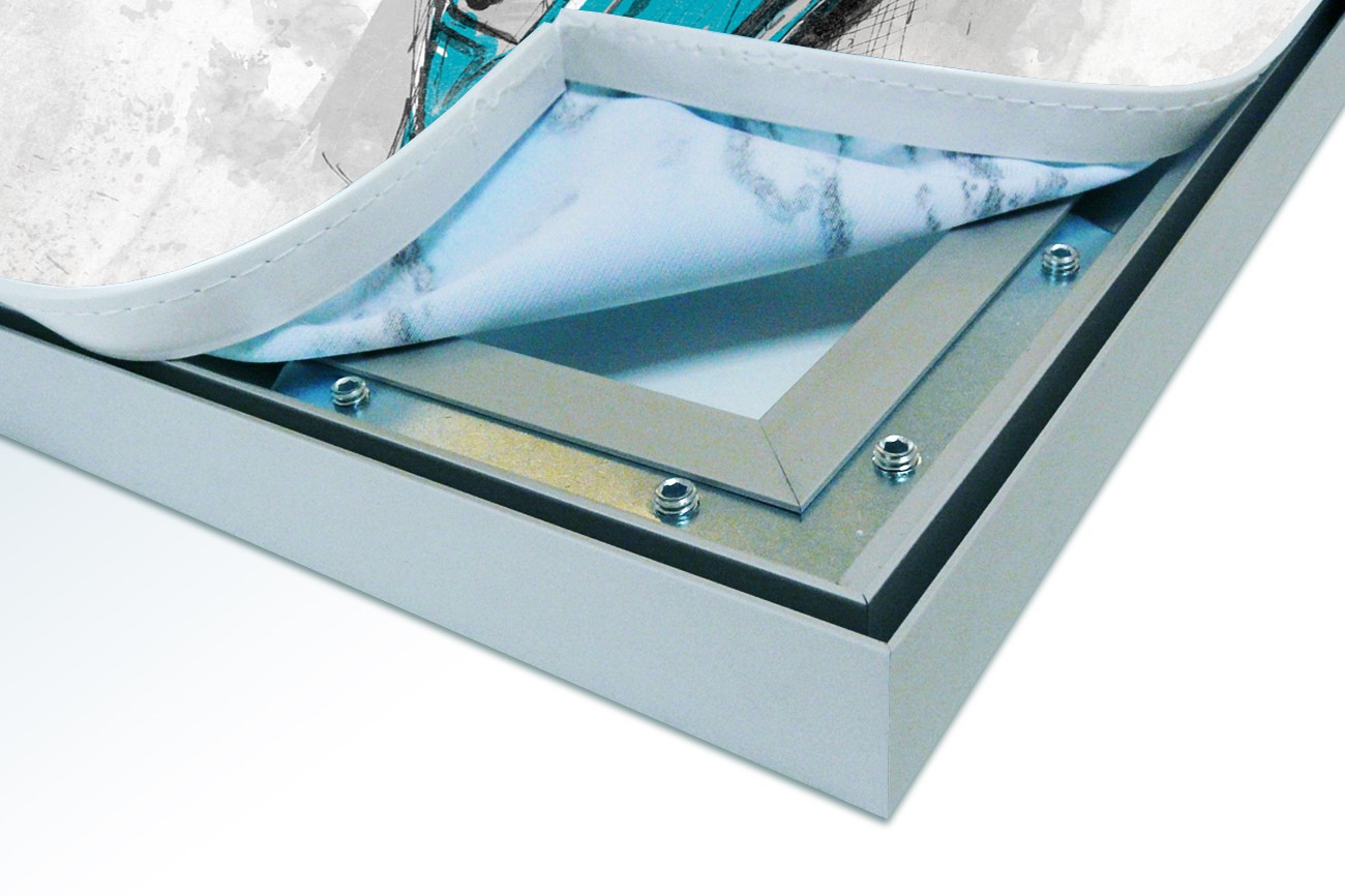 Close up textieldoek in frame los