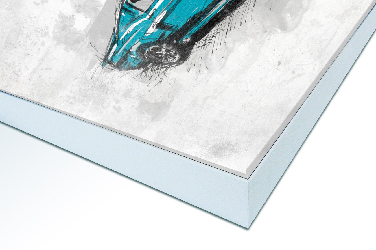 Close up textieldoek in frame gemonteerd wit