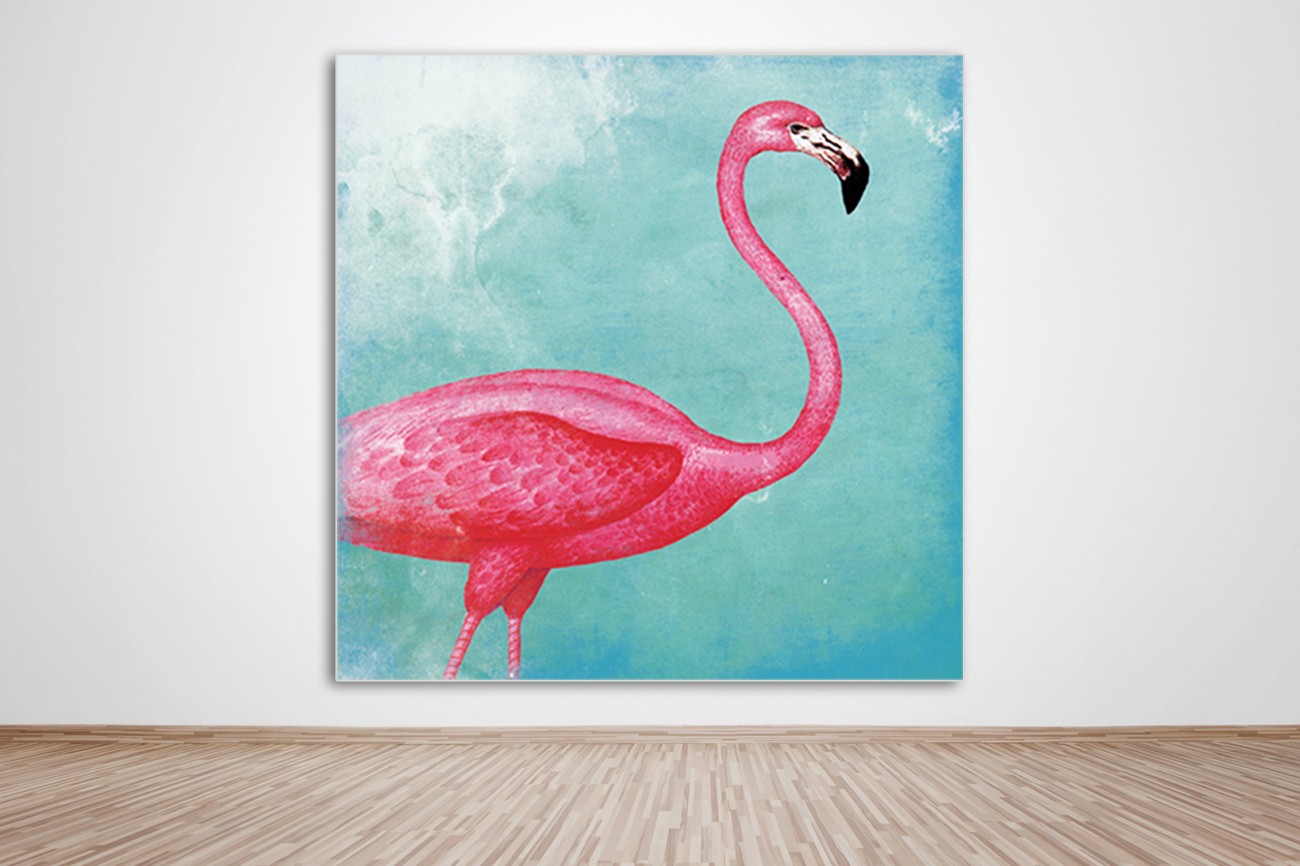 Flamingo van Jace Grey met als titel Flamingo III op textieldoek.