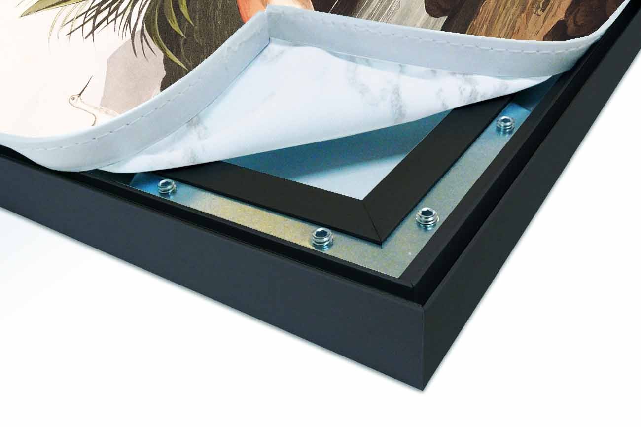 Close up textieldoek in frame gemonteerd wit