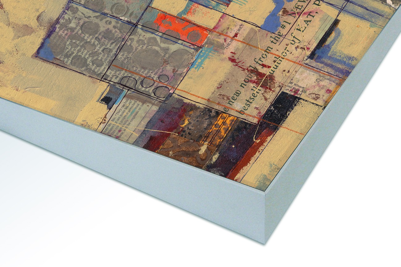 Close up textieldoek in frame gemonteerd